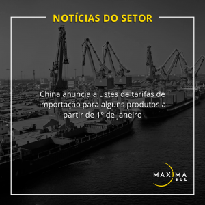 China anuncia ajustes de tarifas de importação para alguns produtos a partir de 1º de janeiro