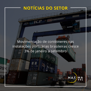 Movimentação de contêineres nas instalações portuárias brasileiras cresce 3% de janeiro a setembro em 2019